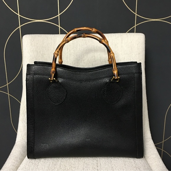 Authentic Gucci Diana tote bag black leather bamboo handles - Picture 3 of 16
